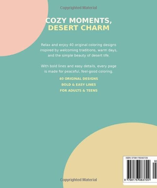 Cozy Desert Days: Bold & Easy Coloring Book Back Cover Synopsis and Reviews