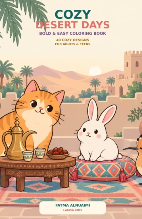 Cozy Desert Days: Bold & Easy Coloring Book Book Cover by Fatma Alnuaimi