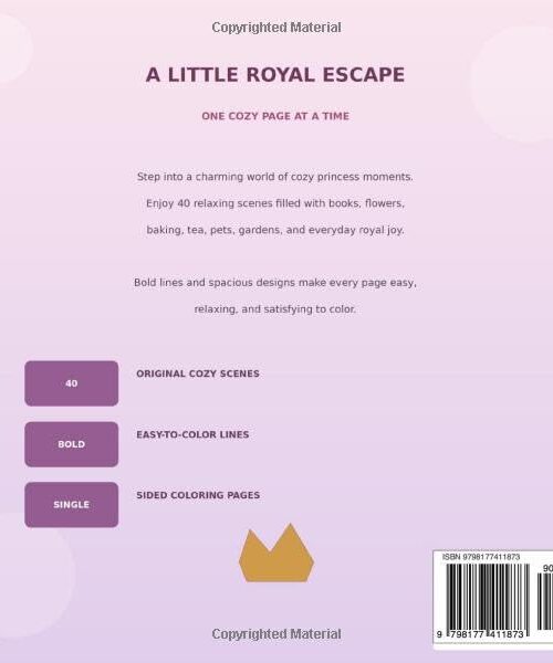 Cozy Princess Moments: An Easy & Relaxing Coloring Book Back Cover Synopsis and Reviews